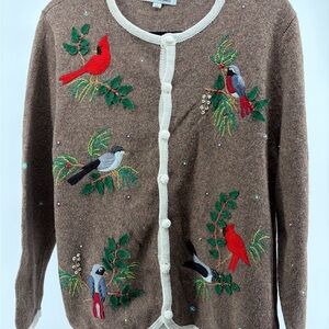 Vintage Mercer Street Studio Sweater with Cardinals, Size L